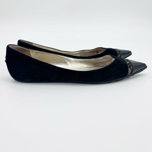 Jimmy Choo Ginny Ballet Flats Pointed Toe Patent Suede Lace Black Womens 36 (6) - Picture 7 of 12